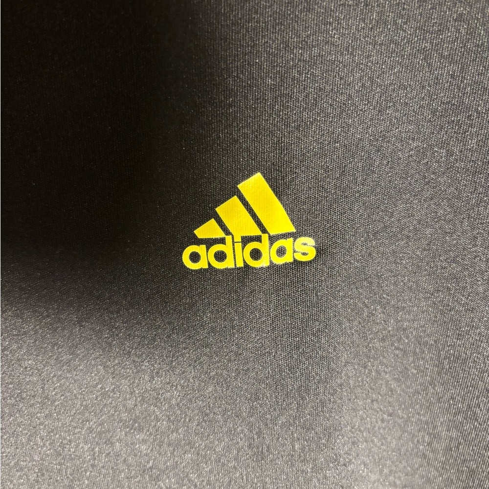 Adidas Men's Climalite Polyester Tee Black with Neon Yellow Highlights - Picture 3 of 6